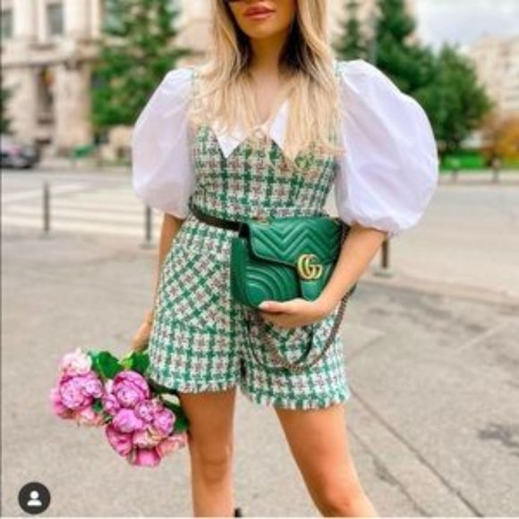 NWT ZARA Tweed Jumpsuit Ecru Green XL Blogger’ Fav - Picture 13 of 15